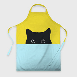 Фартук кулинарный Черный кот выглядывает, цвет: 3D-принт