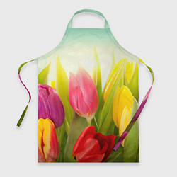Фартук кулинарный Цветущие тюльпаны, цвет: 3D-принт
