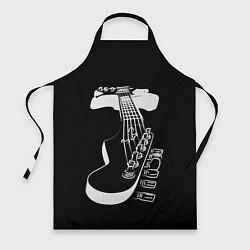 Фартук кулинарный Гитара черно - белая, цвет: 3D-принт