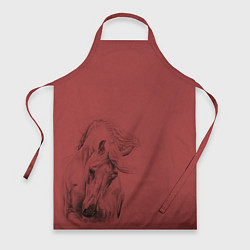 Фартук кулинарный Конь на красном фоне, цвет: 3D-принт