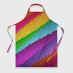 Фартук кулинарный Яркая мозаика радуга диагональ, цвет: 3D-принт