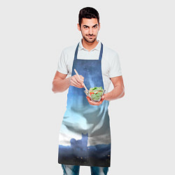 Фартук кулинарный Силуэт корги ночь космос дымка, цвет: 3D-принт — фото 2