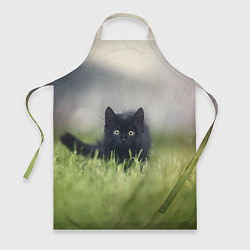 Фартук кулинарный Черный кот на лугу, цвет: 3D-принт