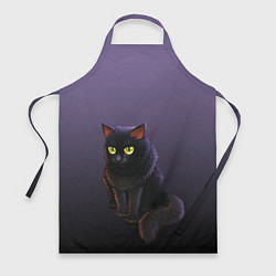 Фартук Черный кот на фиолетовом