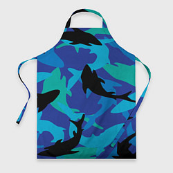 Фартук кулинарный Акулы паттерн, цвет: 3D-принт