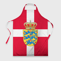 Фартук кулинарный Дания Герб и флаг Дании, цвет: 3D-принт