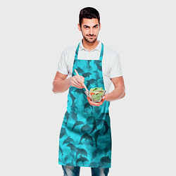 Фартук кулинарный Синий камуфляж с дельфинами, цвет: 3D-принт — фото 2