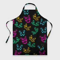 Фартук кулинарный НЕОНОВЫЕ КОТИКИ NEON FACES CATS, цвет: 3D-принт