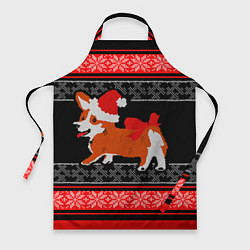 Фартук кулинарный Новогодний корги Новый Год, цвет: 3D-принт