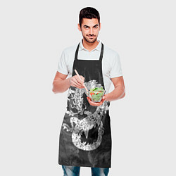 Фартук кулинарный Белый Дракон Гранж White Dragon, цвет: 3D-принт — фото 2