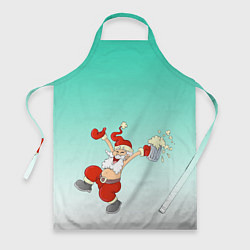 Фартук кулинарный Веселый празднующий дед Мороз, цвет: 3D-принт