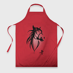 Фартук кулинарный Огненная лошадь с иероглифом, цвет: 3D-принт