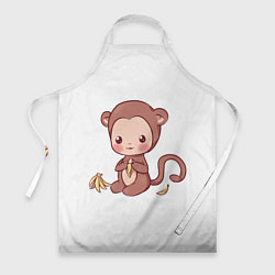 Фартук кулинарный Милая обезьяна ест банан, цвет: 3D-принт