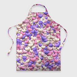 Фартук кулинарный Сердечки-черепушки, цвет: 3D-принт