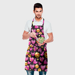 Фартук кулинарный Эмодзи сердечки, цвет: 3D-принт — фото 2
