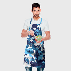 Фартук кулинарный Сине-бело-голубой камуфляж, цвет: 3D-принт — фото 2