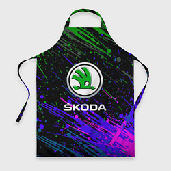 Фартук кулинарный Skoda разноцветные брызги, цвет: 3D-принт