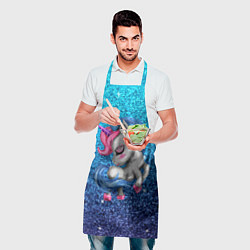 Фартук кулинарный Единорог синие блестки, цвет: 3D-принт — фото 2