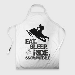 Фартук кулинарный EAT SLEEP RIDE SNOWMOBILE, цвет: 3D-принт