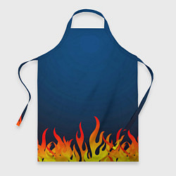 Фартук кулинарный Пламя огня синий фон, цвет: 3D-принт