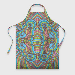 Фартук кулинарный Абстрактный разноцветный узор Линии, волны, полосы, цвет: 3D-принт