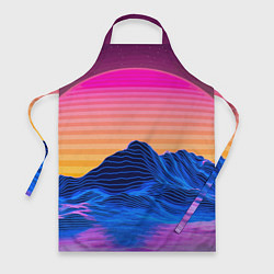 Фартук кулинарный Vaporwave Mountains Психоделика Неон, цвет: 3D-принт