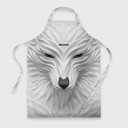 Фартук кулинарный Волк белый - с надписью, цвет: 3D-принт