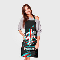 Фартук кулинарный Portal в стиле Glitch Баги Графики на темном фоне, цвет: 3D-принт — фото 2