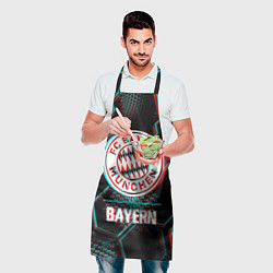 Фартук кулинарный Bayern FC в стиле Glitch на темном фоне, цвет: 3D-принт — фото 2