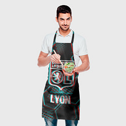 Фартук кулинарный Lyon FC в стиле Glitch на темном фоне, цвет: 3D-принт — фото 2