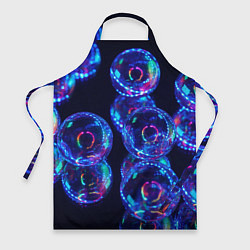 Фартук кулинарный Неоновые сюрреалистичные пузыри - Синий, цвет: 3D-принт