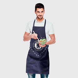 Фартук кулинарный Лого Chelsea в сердечке на фоне мячей, цвет: 3D-принт — фото 2