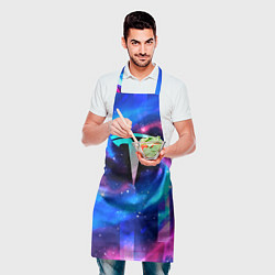 Фартук кулинарный Tesla неоновый космос, цвет: 3D-принт — фото 2
