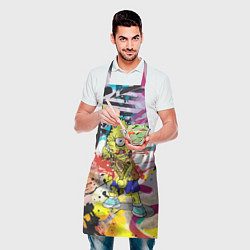 Фартук кулинарный Зомби Барт Симпсон с рогаткой на фоне граффити, цвет: 3D-принт — фото 2
