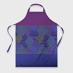 Фартук Combined burgundy-blue pattern with patchwork
