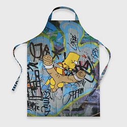 Фартук кулинарный Целящийся из рогатки Барт Симпсон на фоне граффити, цвет: 3D-принт