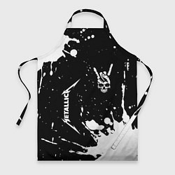Фартук кулинарный Metallica и рок символ на темном фоне, цвет: 3D-принт