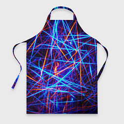 Фартук кулинарный Красно-синие неоновые линии, цвет: 3D-принт
