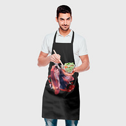 Фартук кулинарный Человек-бензопила Пауэр на чёрном фоне, цвет: 3D-принт — фото 2