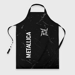 Фартук кулинарный Metallica glitch на темном фоне: надпись, символ, цвет: 3D-принт