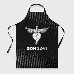Фартук кулинарный Bon Jovi с потертостями на темном фоне, цвет: 3D-принт