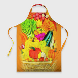 Фартук кулинарный Плетеная корзина, полная фруктов и овощей, цвет: 3D-принт