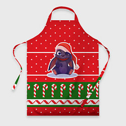 Фартук кулинарный Красный новогодний свитер - кролик, цвет: 3D-принт