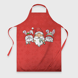 Фартук кулинарный Игрушечный дед Мороз и зайцы, цвет: 3D-принт