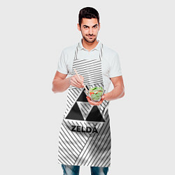 Фартук кулинарный Символ Zelda на светлом фоне с полосами, цвет: 3D-принт — фото 2