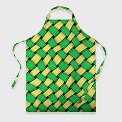 Фартук кулинарный Жёлто-зелёная плетёнка - оптическая иллюзия, цвет: 3D-принт