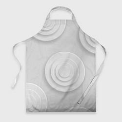 Фартук кулинарный Серый фон и абстрактные белые объёмные окружности, цвет: 3D-принт