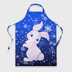 Фартук кулинарный Кролик на фоне снежинок, цвет: 3D-принт