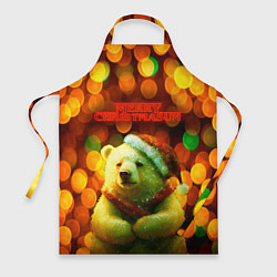 Фартук кулинарный Merry Christmas белый медвежонок, цвет: 3D-принт