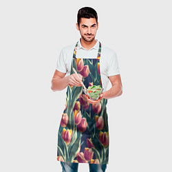 Фартук кулинарный Много тюльпанов, цвет: 3D-принт — фото 2